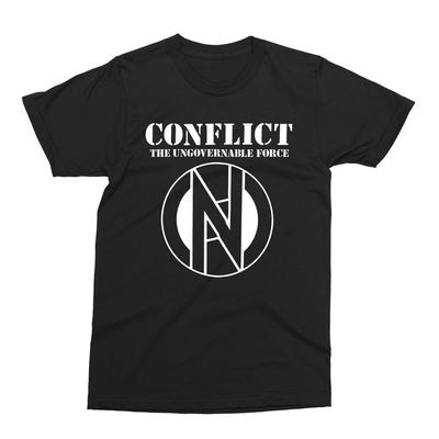230 Gsm 100% Cotone Maglietta Conflictungovernable Force Punk Pace Anarcho Punk Crass Subhumans