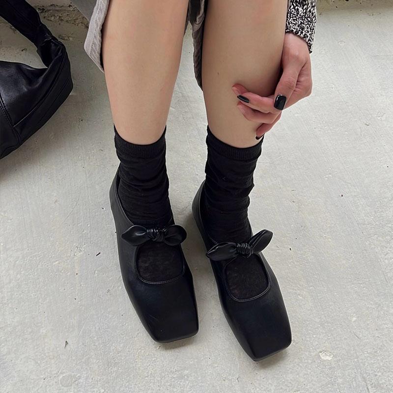 

Модная новая женская обувь с квадратным носком, женские балетки, обувь слипоны, неглубокие, модные, с бабочкой-узлом, женские балетки с обувью 35 чёрный