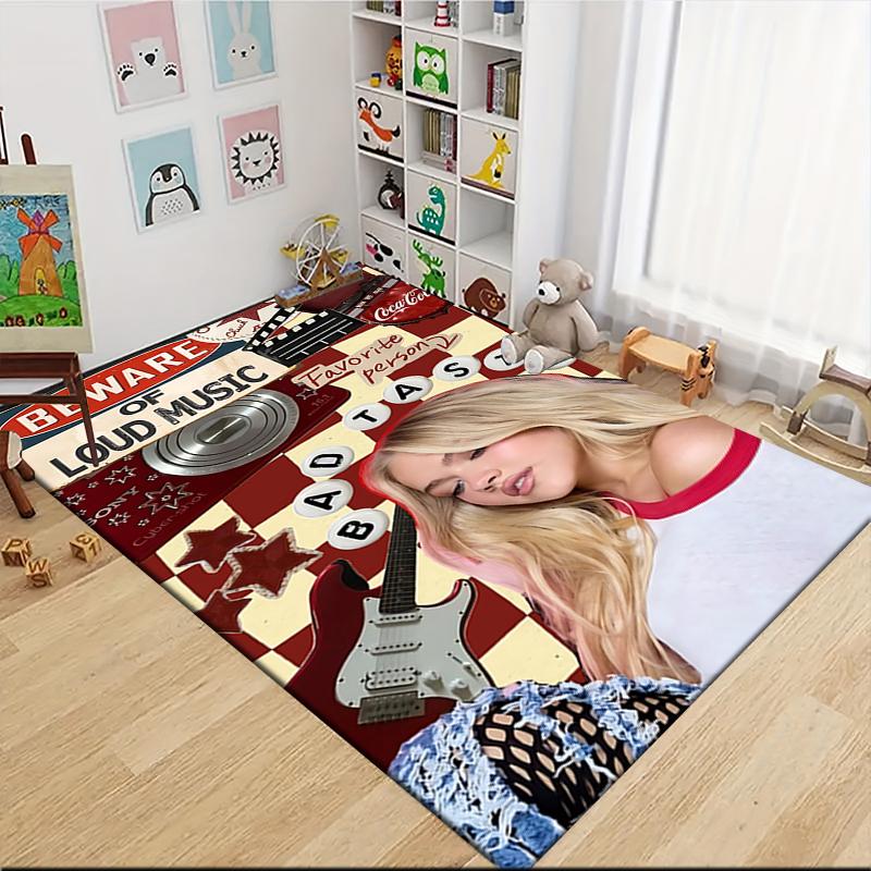 Music Collage Carpet Rug Soft Washable Antislip Home Living Room Sofa Mats Personalized Christmas Rug