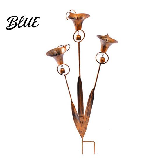 Vintage Copper Garden Decor Stake with Bells Soft Wind Chime Common Callalily Design Peaceful