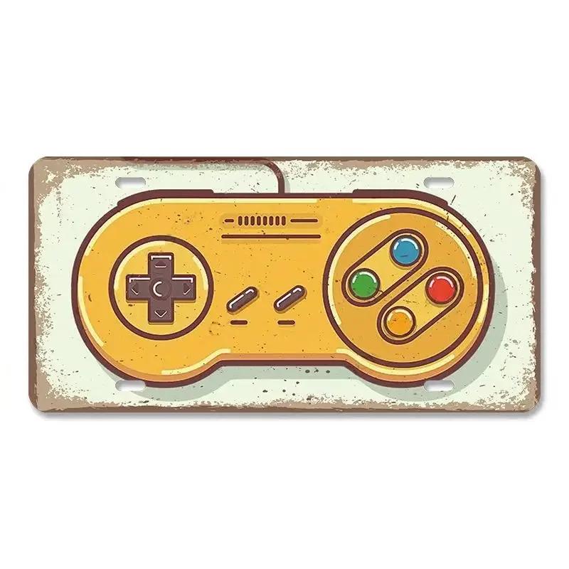 Vintage Video Game License Plate Metal Sign Playstation Gamer Metal Tin Poster For Boys Play Room Workshop Home Wall Art Decor