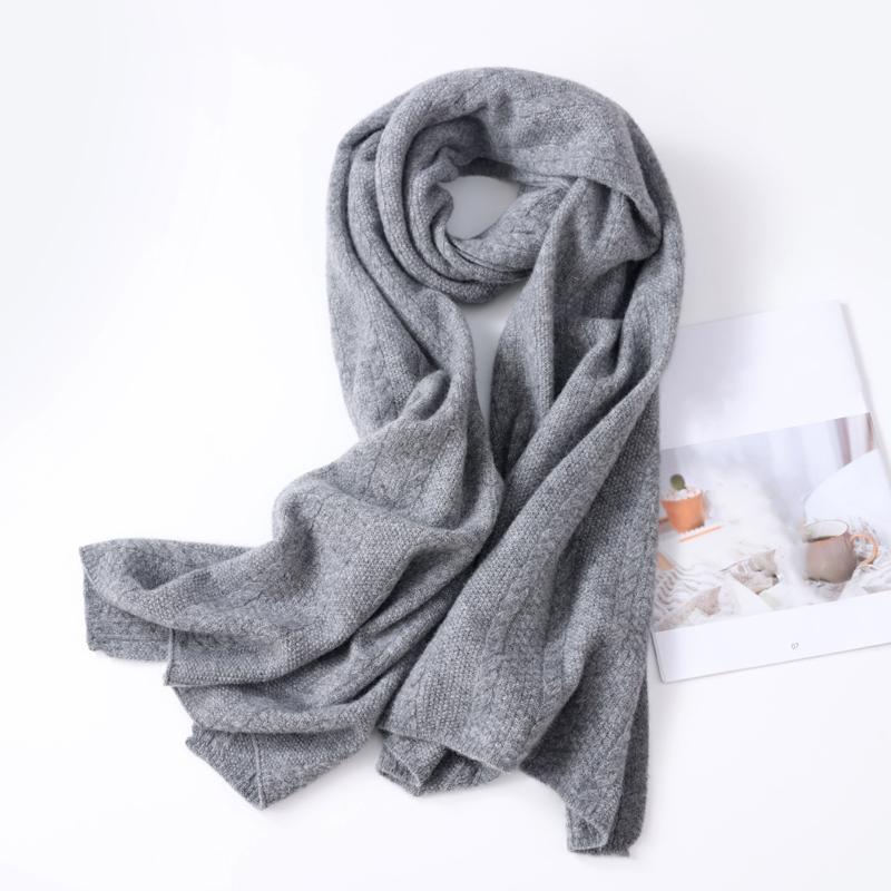 100% Wool Knitted Long Shalws For Women Winter Long Big Size Pashmina Soft Warm Neck Warmer Fashion Big Scarves 190cmx60cm