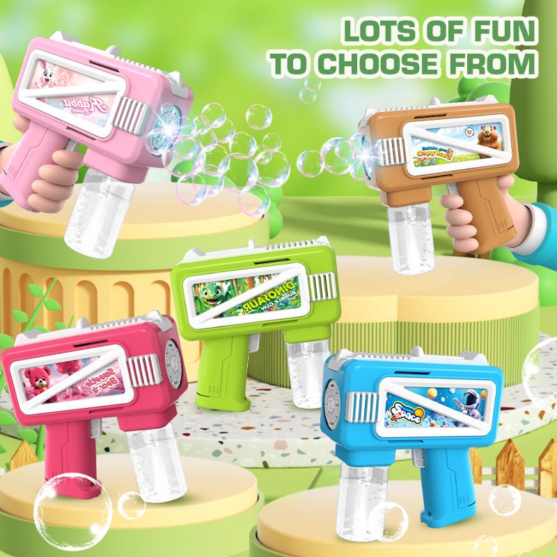 New Electric Cartoon Bubble Gun Children'S Outdoor Interactive Handheld Bubble Toy Outdoor Wedding Without Battery Bubble Water