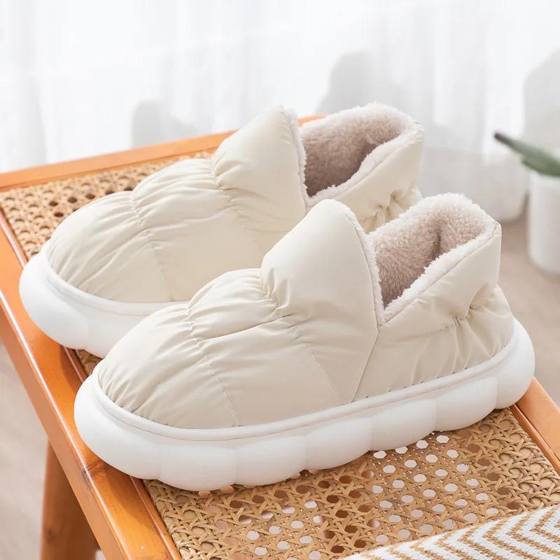 

Женские ботинки Зимняя мода Высокие хлопковые туфли Лаконичный дизайн Комфорт Мягкие парные ботильоны Плюшевые нескользящие теплые зимние ботинки 42-43 бежевый