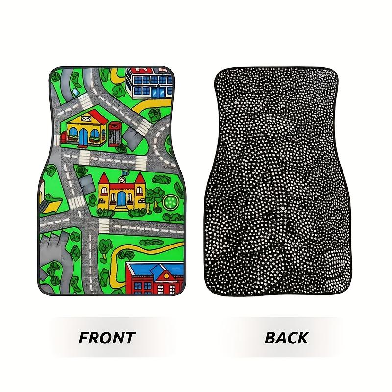 90s Vintage Racing Track Anti-Slip Mat - Durable All-Weather Car Floor Mat, Suitable for Cars, SUVs, Sedans - Vibrant Neon Cityscape Design