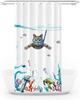 Galactic Cat Astronaut Waterproof Shower Curtain - Space Adventure with Dinosaur Ride for a Fun and Quirky Bathroom Decor