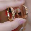 1PAIR Coffee Flash Diamond Opal Earrings Round Face Tiancai Skinny Earrings Premium Temperament Ear Buckles Earrings