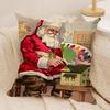 Retro Christmas Santa Claus Cushion Cover Silky Short Plush Invisible Zipper Dustproof Sofa Pillow Case For Home Decor