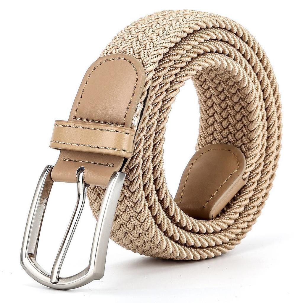 Men'S Elastic Woven Belt, Casual Women'S Canvas Elastic Belt, Pin Buckle Belt