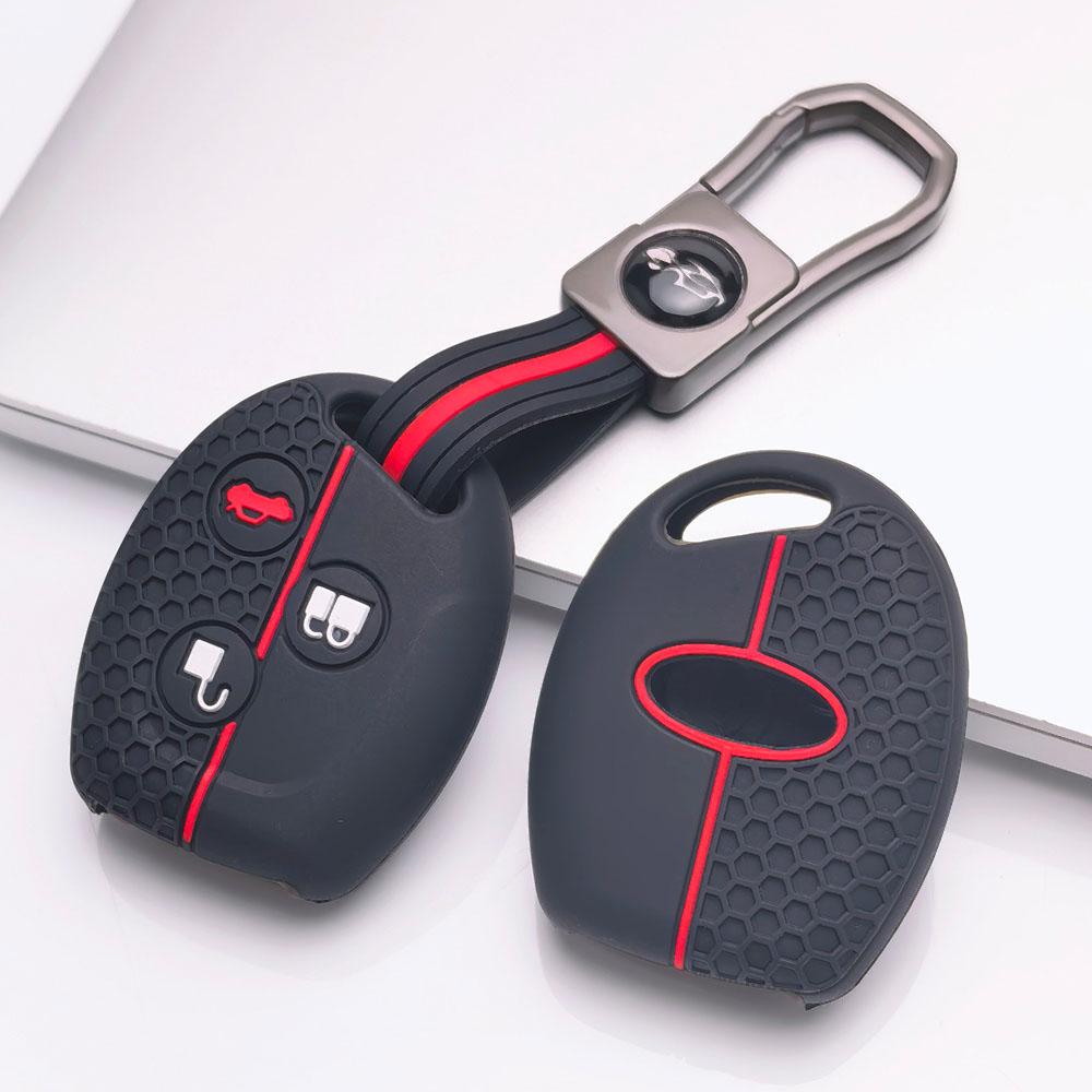 3 Button Silicone Key Fob Cover with Keychain for Ford Focus Fiesta Mondeo Fusion Escape, Fits Ford Focus Fiesta Mondeo Escape, Protective Accessory