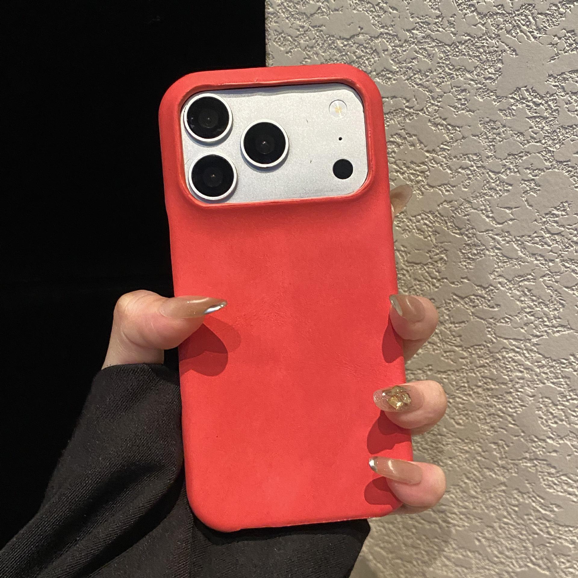 

iPhone 17 Pro Cartoon Scared Cat Leather Phone Case - Compatible with 16/15/14 Pro Max iPhone 8 Plus