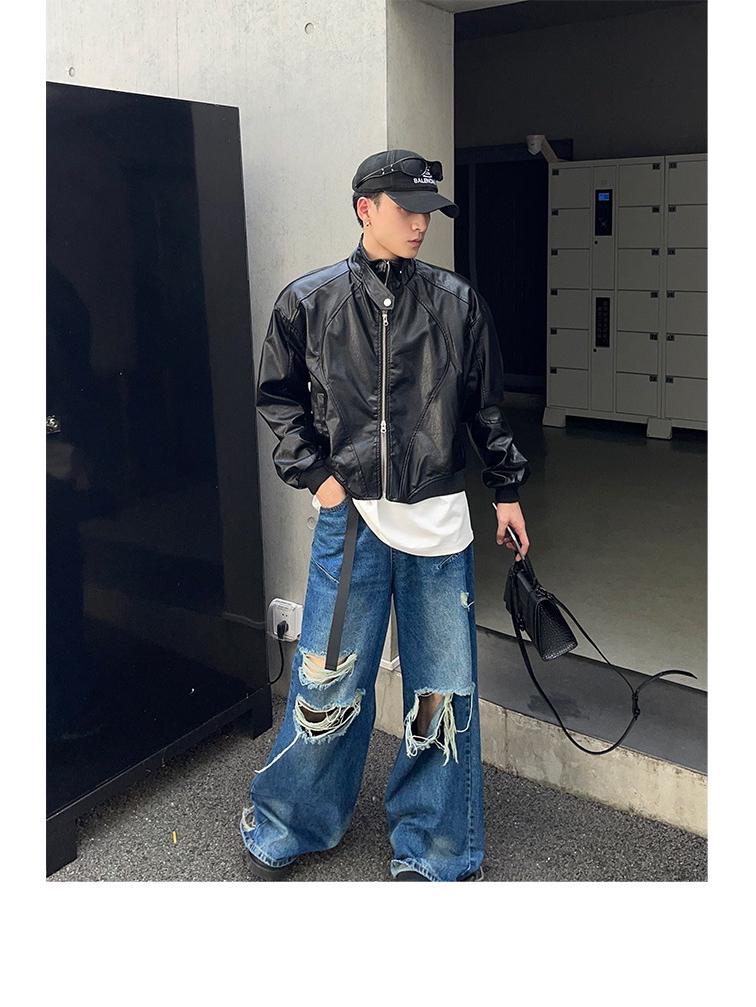 Herren Retro Amerikanischer Stil Leder Baseballjacke - Winter Motorrad Cleanfit