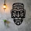 Máscara Tribal Metal Arte de Pared Escultura Mural Resistente a la Corrosión para Exterior Jardín Valla Interior Sala de Estar Halloween Día de Muertos Regalo