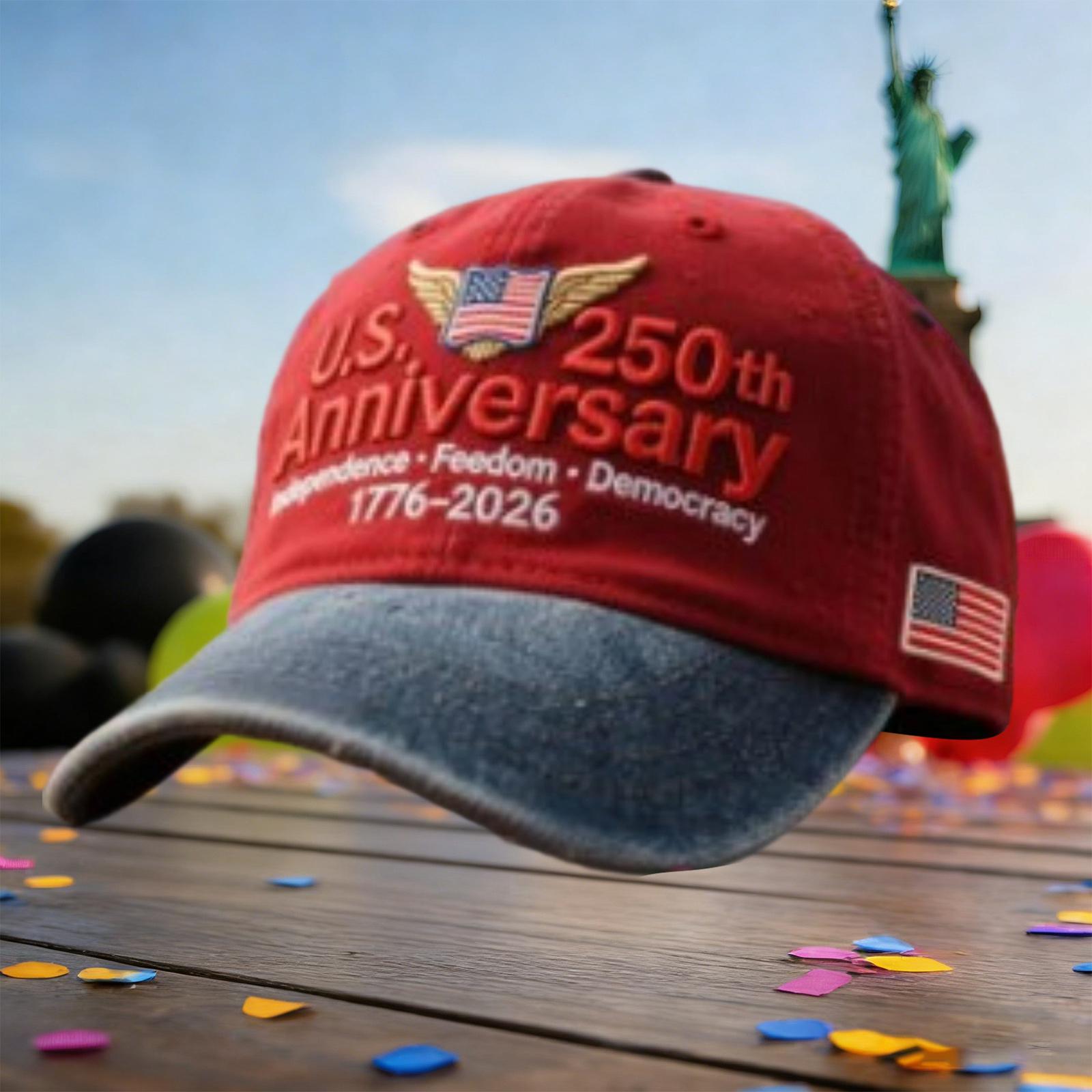 

America s 250th Anniversary Embroidered Hat | Stylish & Versatile One Size червоний