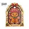 Solid Wood Holiday Decorations Christmas Wooden Vintage Sign, Rustic Table Ornament, 2D Santa Claus Home Party Supplies Snowman Penguin Desktop
