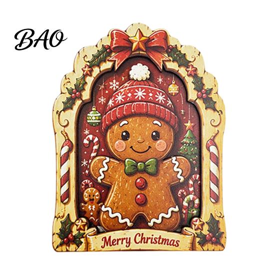 Solid Wood Holiday Decorations Christmas Wooden Vintage Sign, Rustic Table Ornament, 2D Santa Claus Home Party Supplies Snowman Penguin Desktop