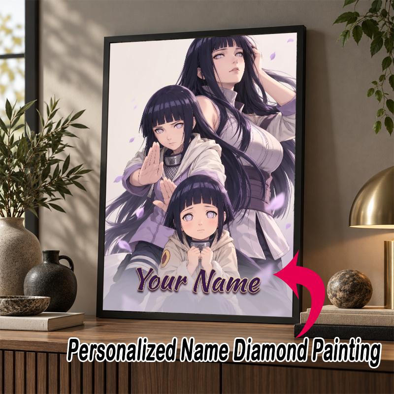 Personalized Hinata Hyuga Diamond Art Custom Name 5D Diamond Painting Full Drill DIY Craft