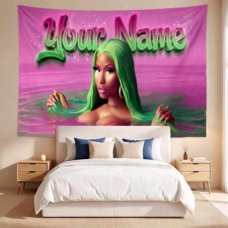 Nickiminaj (1) Custom Name Tapestry Wall Hanging Tapestry Wall Art Decor for Bedroom Living Room