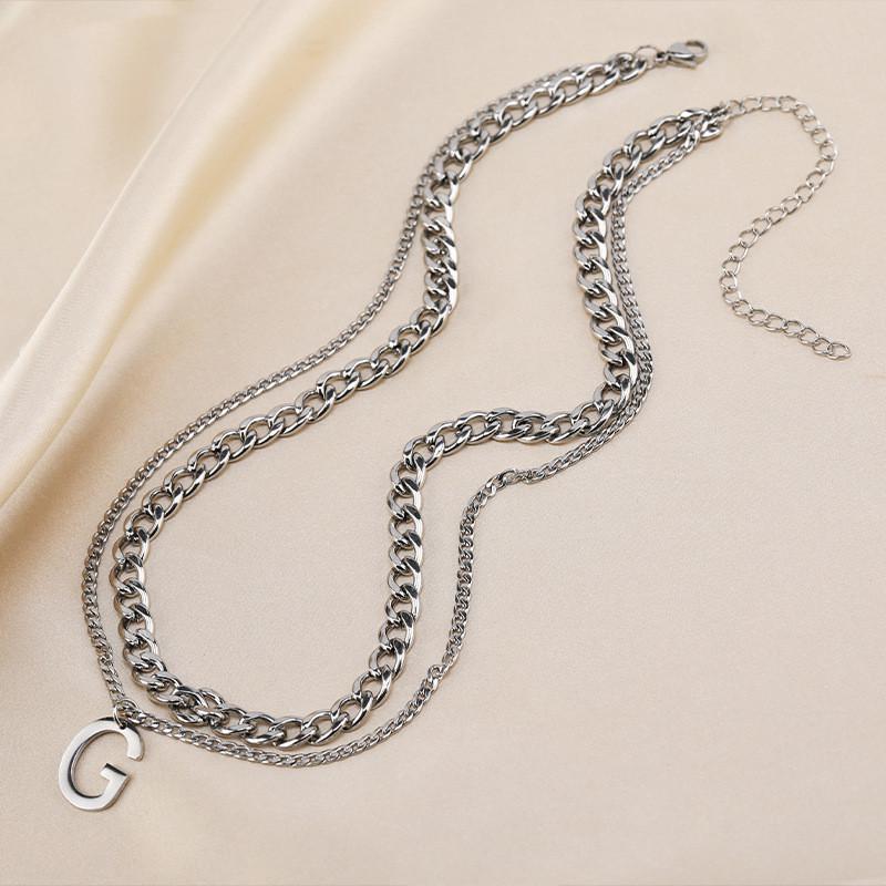 

Fashionable Steel Titanium Letter Necklace With Unique Vintage Design Ideal For Giving Gift Double Layer G