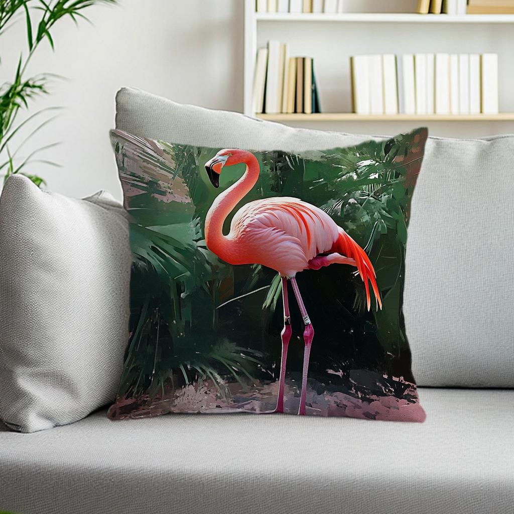 1pc Flamingo Single Sided Printed Throw Pillow Sofa Cover