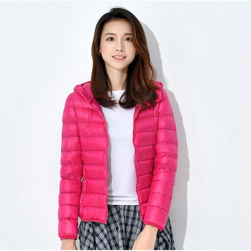 Damen Winter Ultraleichte Kapuzenjacke Ultradünne Warme Leichte Daunenjacke Tragbare Mode Hoodies Jacke