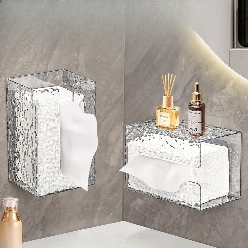 Household Suction Cup Tissue Storage Box, Wall-mounted Wet Tissue Box for Kitchen and Bathroom, Tissue Storage Box Without Holes To Be Drilled
