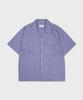 AMFEAST Archive Piece Open Collar Shirt Navy Check