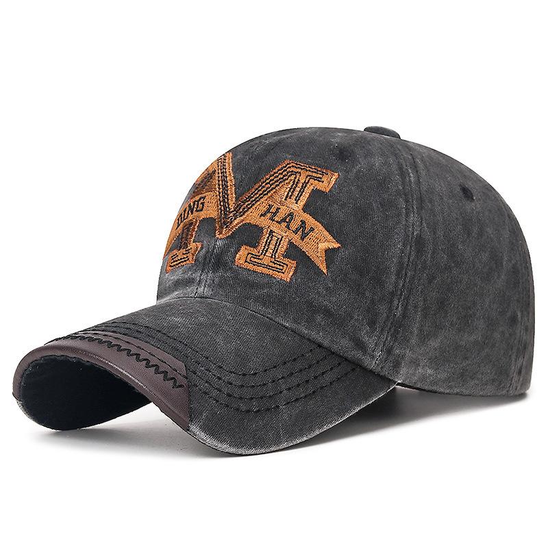 American Hat Washed Hat Men'S Casual Baseball Cap Outdoor Embroidery Big M Trendy Versatile Sunscreen Hat