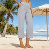 Yousheng Women Cropped Pants High Waisted Straight Wide Leg Casual Pants with Pockets Loose Fit Vacation Office Trousers