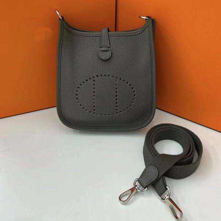High End High Grade Voskovaná nit Vrchní vrstva TC Hovězí kůže Evelyn Dámská Jednoramenná Crossbody Kbelíková taška Lehký Luxus