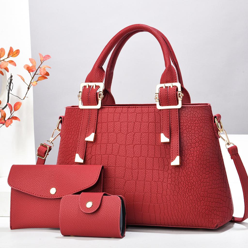 Women's Top-Handle Bag with Wristlet Wallet, Vegan Leather Satchel Tote Handbag Purse Female Shoulder Bag with Clutch
