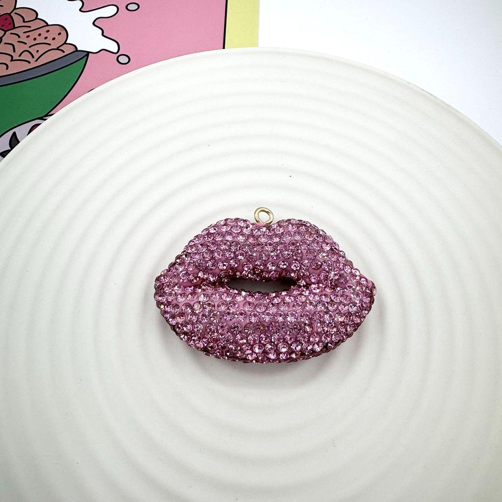Luxus Strass Große Rote Lippen Polymer Clay Schlüsselanhänger und Taschenanhänger