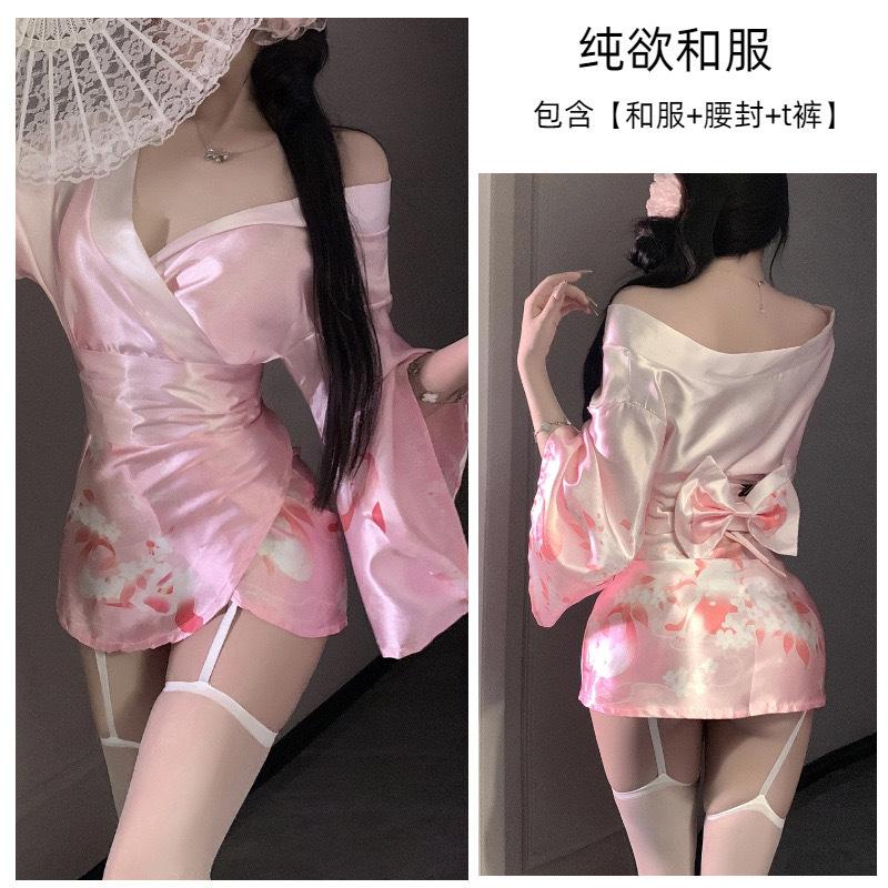 Kimono lila cosplay medföljande dräkt förförisk förförelse underkläder ren lust sexig 2d