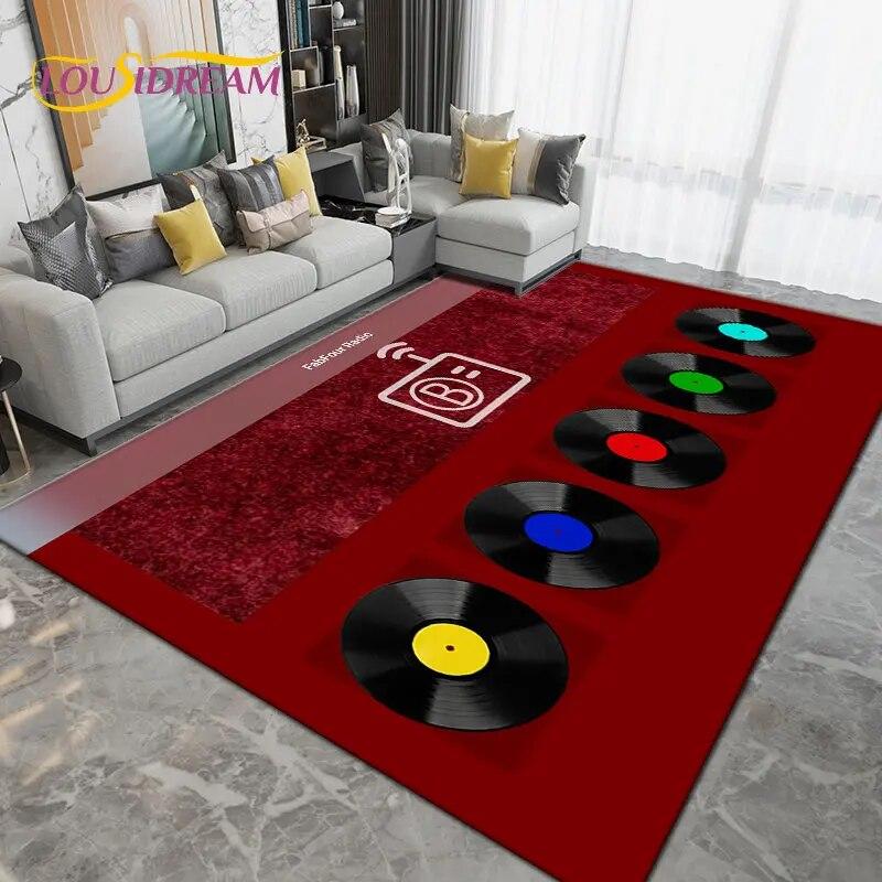 Classical Music Vintage Vinyl Record Area Rug Large,Carpet Rug for Living Room Bedroom Sofa,Kitchen Bathroom Non-slip Floor Mats