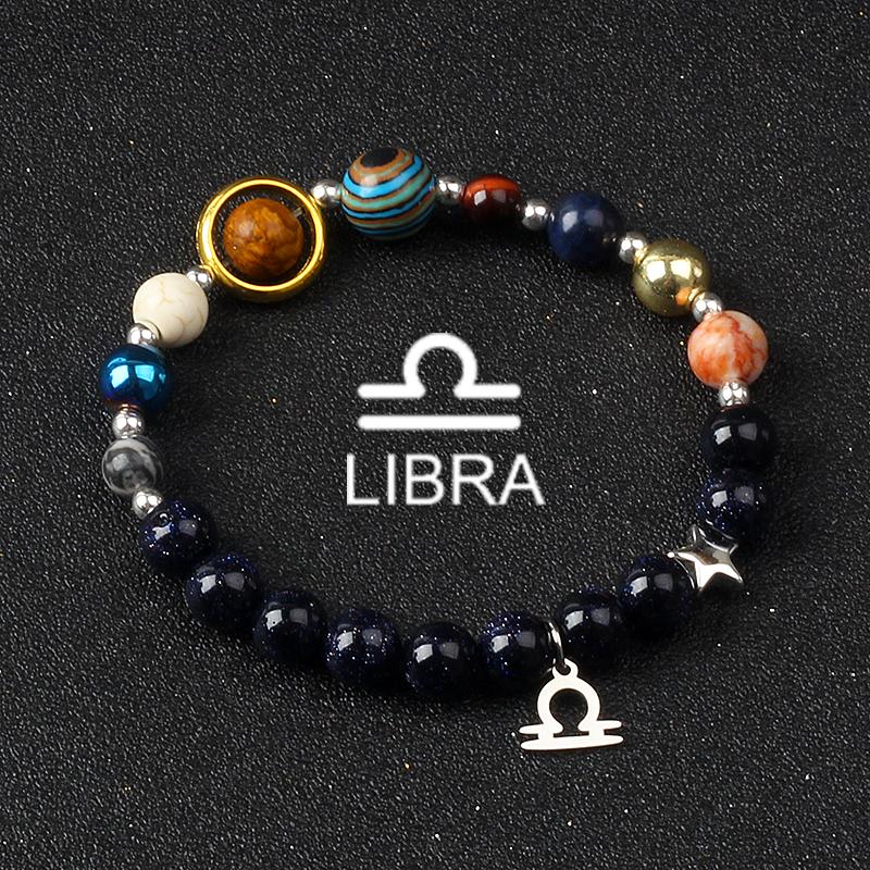 Solar System Galaxy Planets Bracelets for Women Women Zodiac Virgo Cancer Leo Libra 12 Constellation Charm Bracelet Jewelry Gift