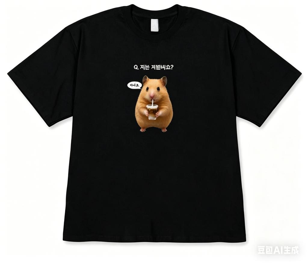 Versatile Korean Lucky Hamster Shortsleeved Printed Tshirt Top Unisex Cute Kawaii Hamster Meme Graphic Casual Streetwear White