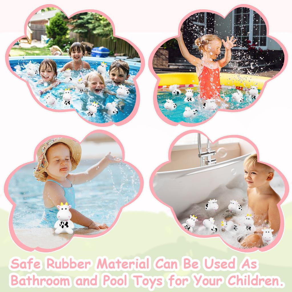 60 Pcs Cow Rubber Bath Toy Mini Rubber Cows Bulk Squeak Floating Water Cow Baby Bath Toy Fun Water Squirting Bathtime Play Farm
