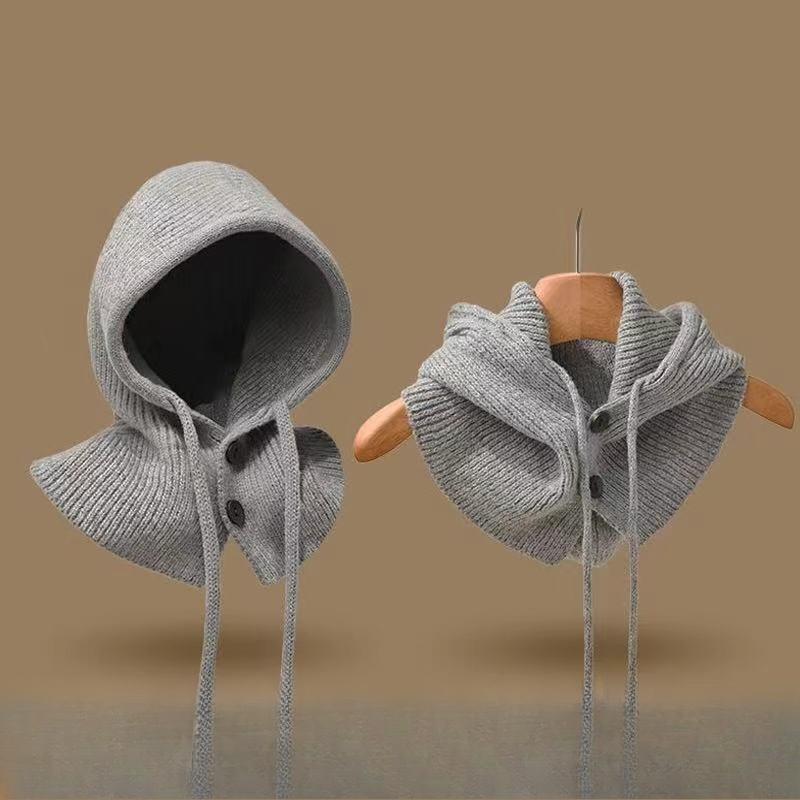 Winter Knitted Balaclava Hat for Women Girls female Korean Fashion Versatile Windproof Shawl Cold Resistant Warm Pullover Hat