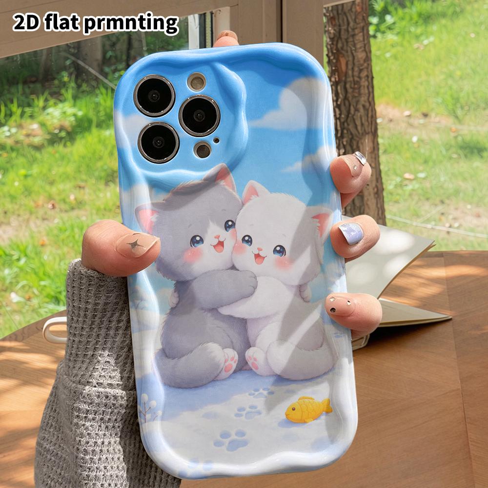 Phone Case: 2D Flat, Suitable for iPhone 18 17 16 15 14 13 12 Pro Protective Case, Phone Decoration, Two Little Cats, Perfect Christmas and Halloween