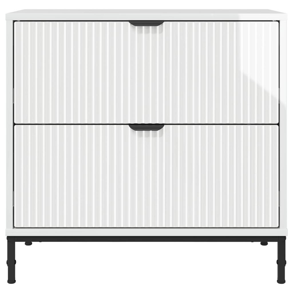 Nightstand High Gloss White 63.5 x 36 x 61 cm Engineered Wood