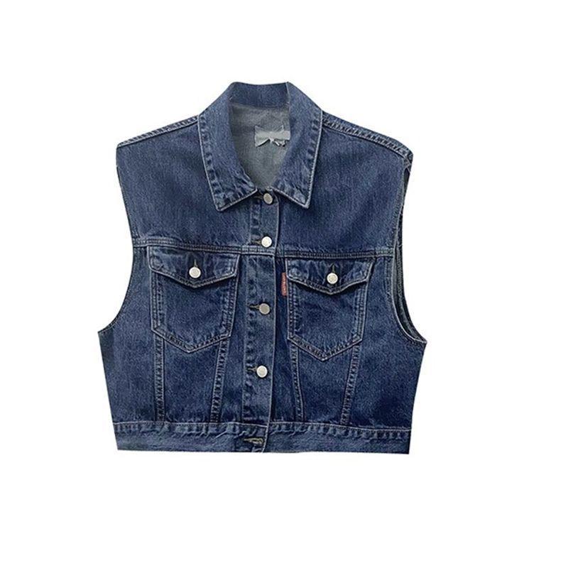 Women's Plus Size Designer Denim Two-Piece Set: Summer Vest Jacket & Shorts
