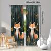2PCS Digital Print Curtains, Dark Forest Fox, Gothic Mysterious