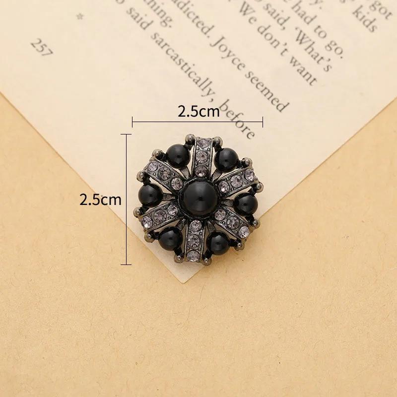5 Stück Blumenperlen Metall Strasssteine Knöpfe mit Öse Für Hochzeitskleidung Kleid Dekoration