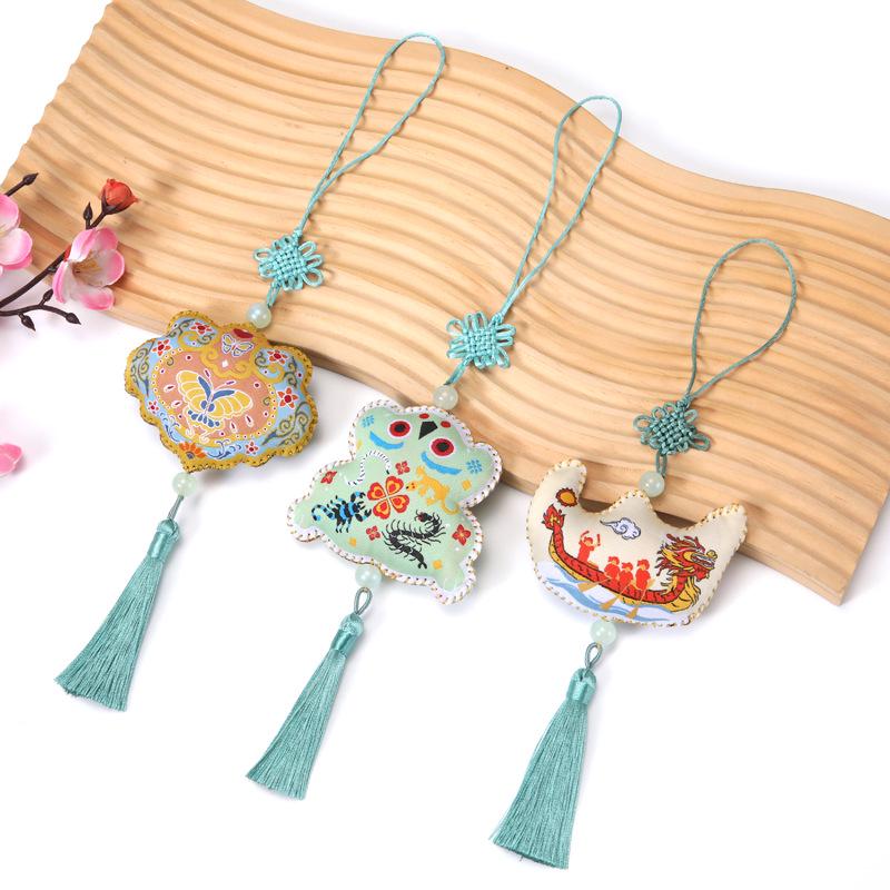 Dragon Boat Festival Double-Sided Embroidery Sachet Pendant for School and Community Activities
