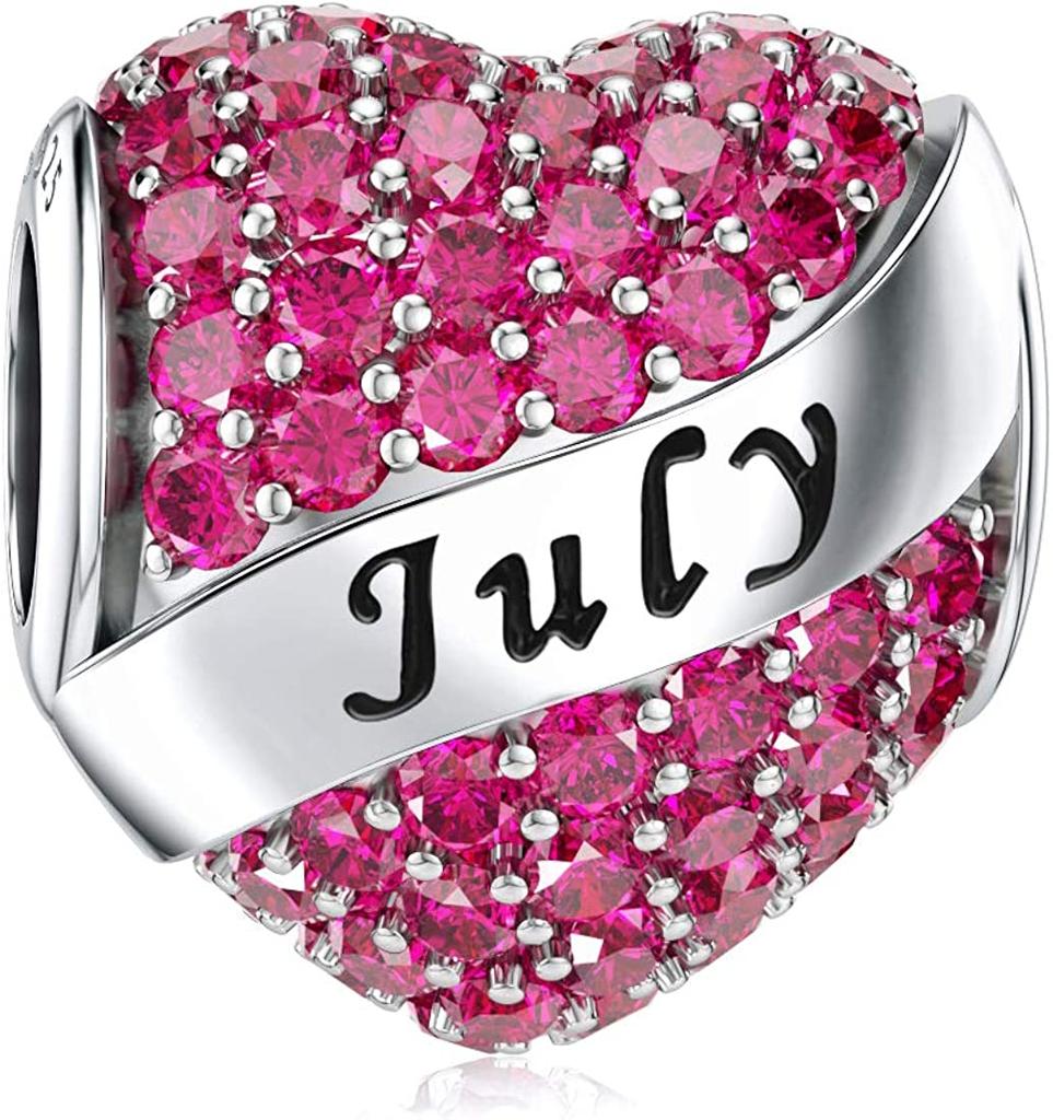 Authentic Copper Plated Twelve Month Birthstone Heart Eternity Decorative Charms Beads Pendant Charm Fit Original Fashion Bracelet For Women Jewelry