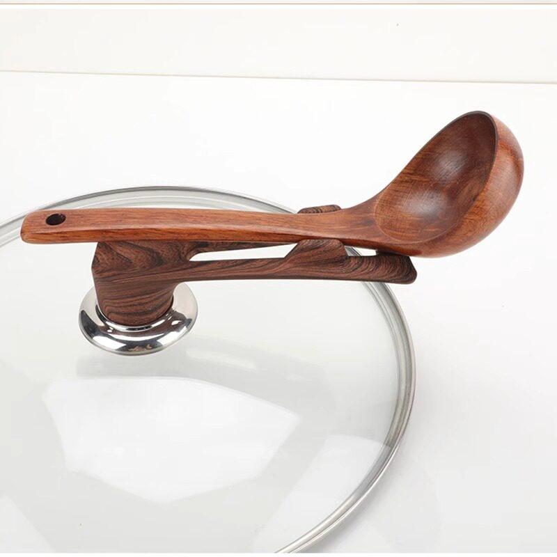 Universal Stand-up Pot Lid Handle & Utensil Holder - Anti-scald, Fits Spatula, Spoon, Wok Handles