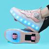 31-40 Children's Two Wheeled Sports Boots Roller Skating Can Be Hidden As Flat Sports Shoes Glowing Sports Shoes Can Be Charged