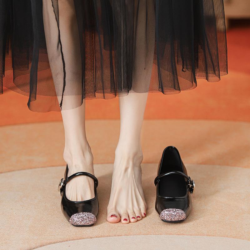 

Studiole round head silver inner height increase small single shoes light mouth Mary Jane shoes women s new models 34 чорний