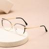 Fashion metal anti-blue light eyeglasses frame female cat eye metal open ball glasses without prescription computer goggles