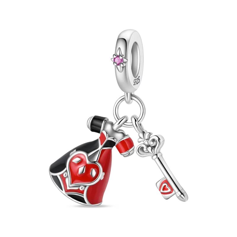 Dice Poker Red Heart A Dangle Charm 925 Silver Dazzling Zircon Beads Fit Original DIY Bracelet Jewelry Making Gift